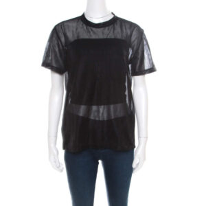 luxury-women-prada-sport-used-clothes-p176761-007-1 prada sport black knit mesh sheer short sleeve top xs
