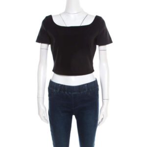 luxury-women-preen-used-clothes-p195665-006 preen by thornton bregazzi black stretch crepe zone crop top m