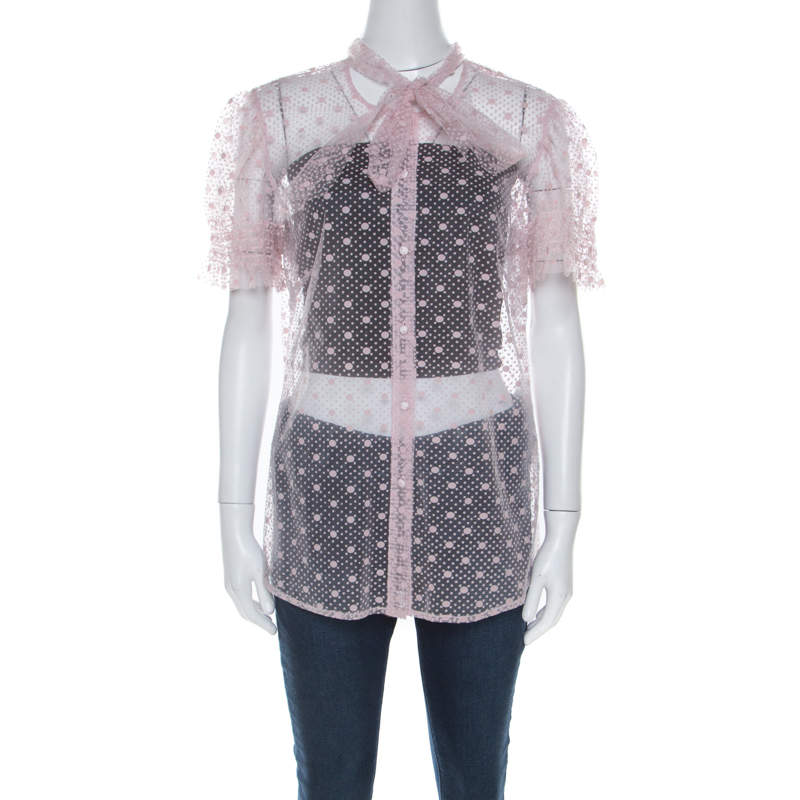 luxury-women-red-valentino-used-clothes-p216637-004 red valentino pale pink tulle bow tie detail sheer blouse l