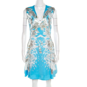 luxury-women-roberto-cavalli-used-clothes-p185588-006 roberto cavalli blue floral printed satin sleeveless flared dress s