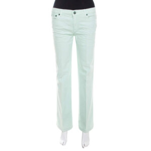 luxury-women-roberto-cavalli-used-clothes-p207908-003 roberto cavalli mint blue washed denim crinkled effect flared jeans m
