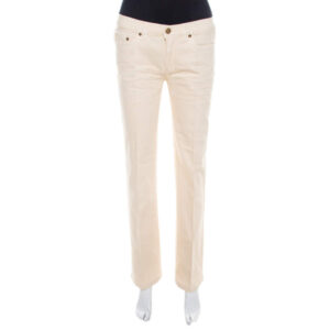 luxury-women-roberto-cavalli-used-clothes-p207929-003 roberto cavalli cream cotton denim crinkled effect jeans m