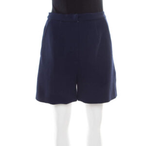 roksanda ilincic navy blue wool crepe high waist breton shorts m