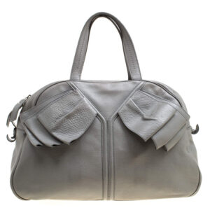 luxury-women-saint-laurent-paris-used-handbags-p163384-011 yves saint laurent grey leather large obi bowler bag
