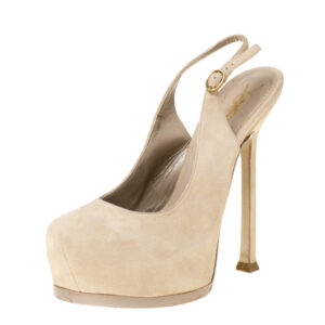 luxury-women-saint-laurent-paris-used-shoes-p211949-006 saint laurent paris cream suede slingback platform sandals size 35