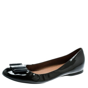 luxury-women-salvatore-ferragamo-used-shoes-p182017-003 salvatore ferragamo dark grey patent leather degrade ballet flats size 38.5