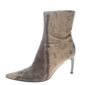 luxury-women-sergio-rossi-used-shoes-p159917-0001 sergio rossi two tone karung pointed toe ankle boots size 38