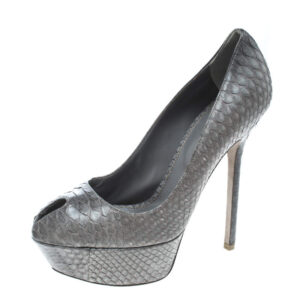 sergio rossi grey python peep toe platform pumps size 36.5