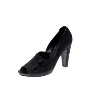 luxury-women-sergio-rossi-used-shoes-p212957-007 sergio rossi black suede button peep toe pumps size 39