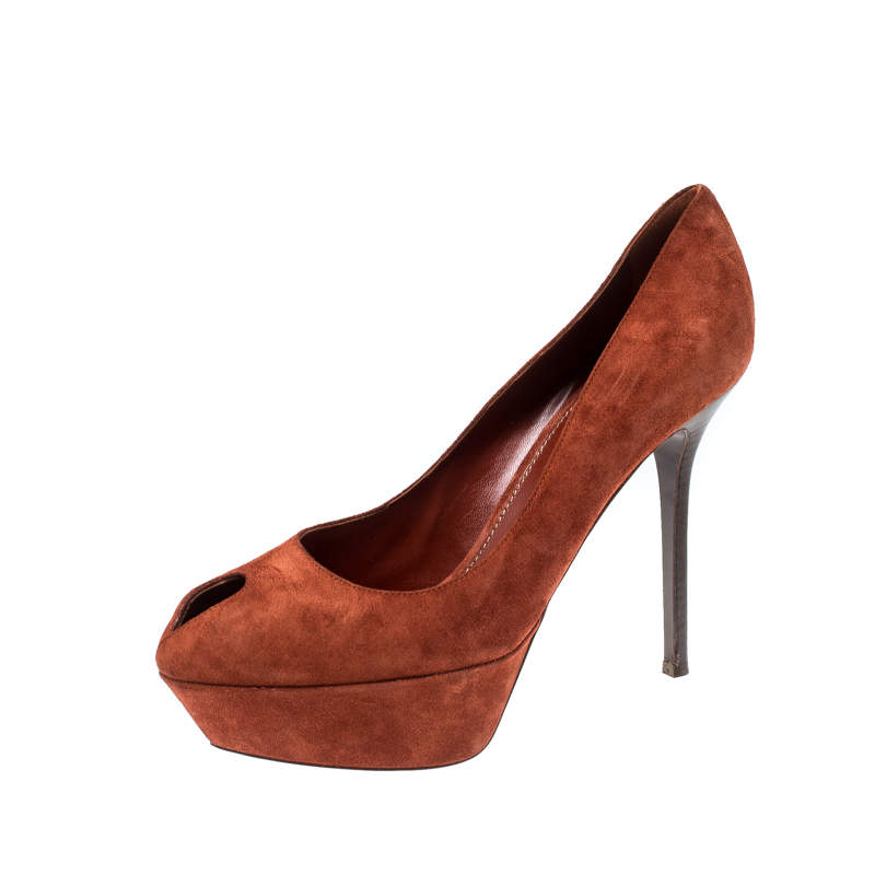 luxury-women-sergio-rossi-used-shoes-p216165-007 sergio rossi dark orange suede cachet platform pumps size 39