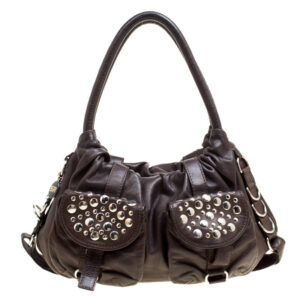 luxury-women-sonia-rykiel-used-handbags-p166406-010 sonia rykiel dark brown leather studded satchel
