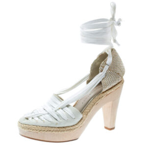 luxury-women-stella-mccartney-used-shoes-p177282-002 stella mccartney white canvas espadrille trim tie up block heel sandals size 38