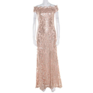 luxury-women-tadashi-shoji-used-clothes-p182172-003 tadashi shoji blush pink sequined off shoulder evening gown s