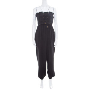 luxury-women-temperley-used-clothes-p171372-003 temperley london black silk criss cross detail strapless harem jumpsuit s