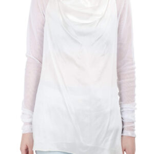 luxury-women-used-clothes-p206009-004 vera wang collection cream silk satin cowl neck mesh sleeve blouse xs