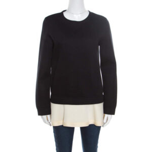 luxury-women-valentino-used-clothes-p170655-006 valentino black contrast flared hem detail sweatshirt s