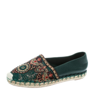 luxury-women-valentino-used-shoes-p178122-003 valentino green embroidered leather espadrilles size 35