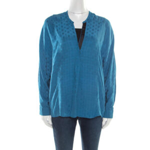 luxury-women-zadig-and-voltaire-used-clothes-p178780-001 zadig & voltaire prusse blue jacquard motif silk tine jac blouse s