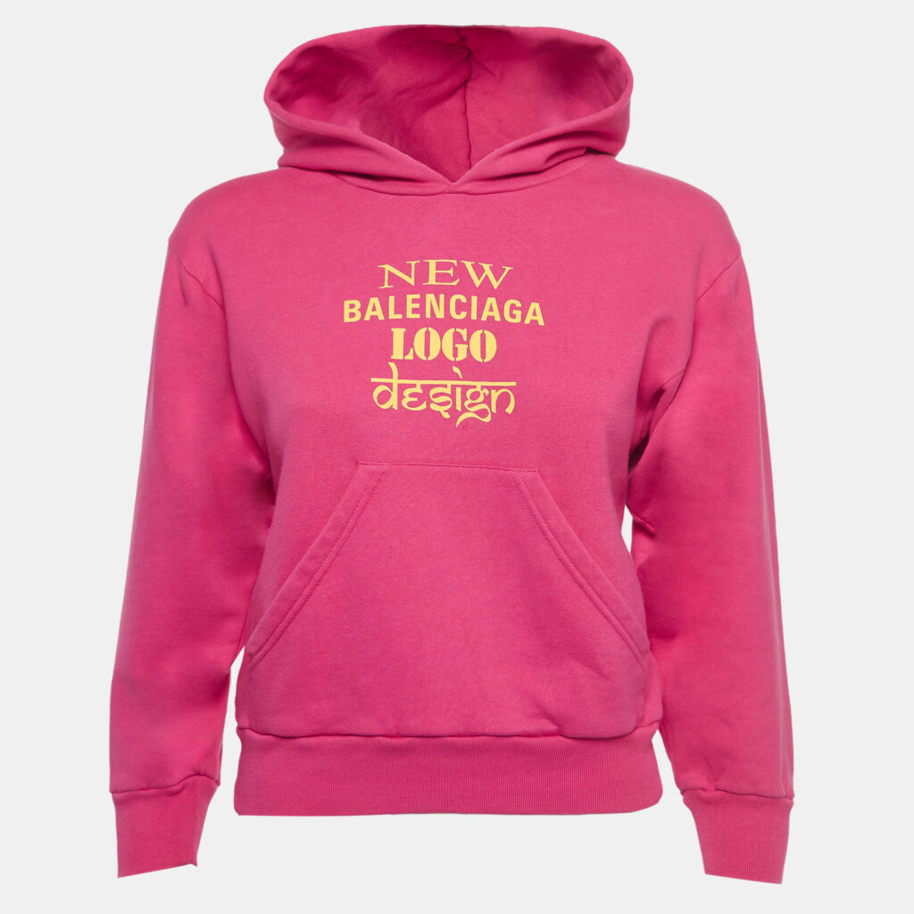 luxury-kids-balenciaga-used-girls-p923661-001 Balenciaga Pink Graphic Print Cotton-Blend Hoodie (6 Yrs)