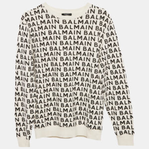 Balmain Kids White All-over Logo Cotton Sweatshirt 14 Yrs