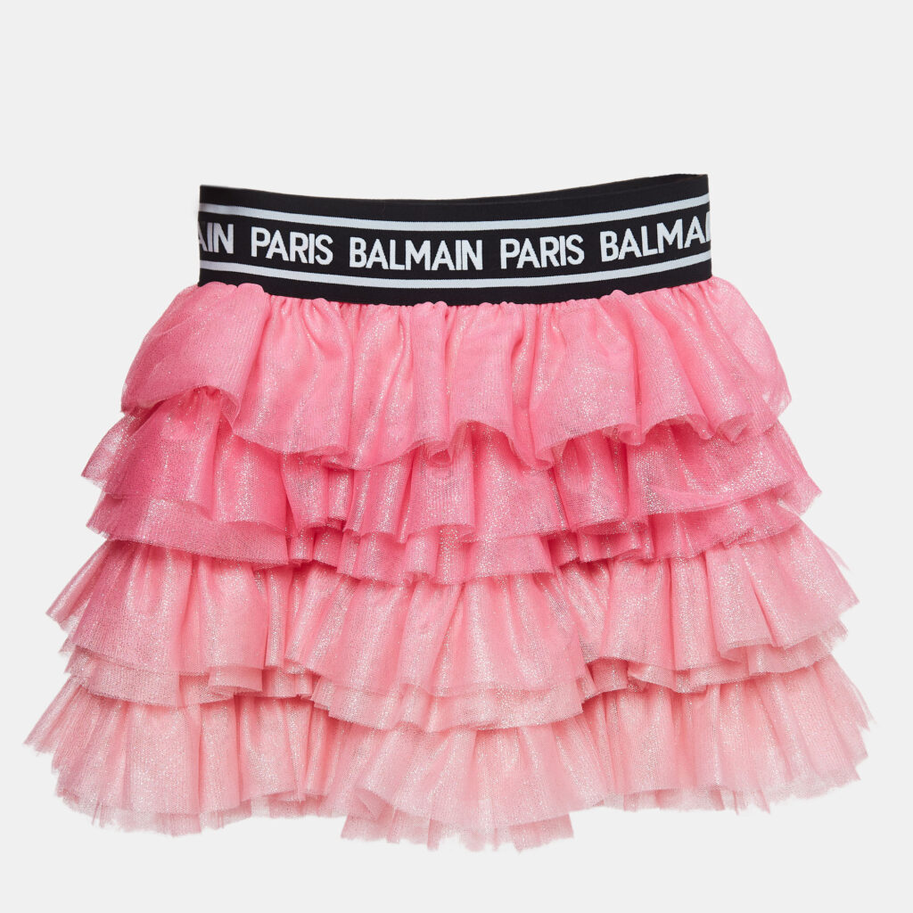 luxury-kids-balmain-used-girls-p923022-002 Balmain Pink Glitter Tulle Tiered Skirt (12 Yrs)