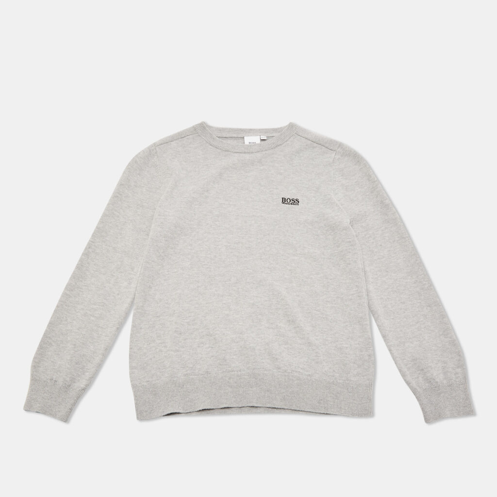 luxury-kids-boss-by-hugo-boss-used-boys-p1168074-007 Boss By Hugo Boss Kids Grey Cotton Crew Neck Sweater 10 Yrs