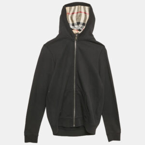 Burberry Children Black Cotton Zip-Up Hoodie 12 Yrs