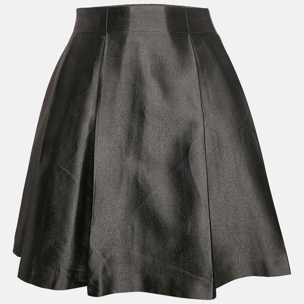 Burberry Kids Metallic Grey Gabardine Pleated Skirt 14 Yrs