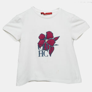 CH Carolina Herrera Kids White Floral Embroidered Cotton Top 4 Yrs