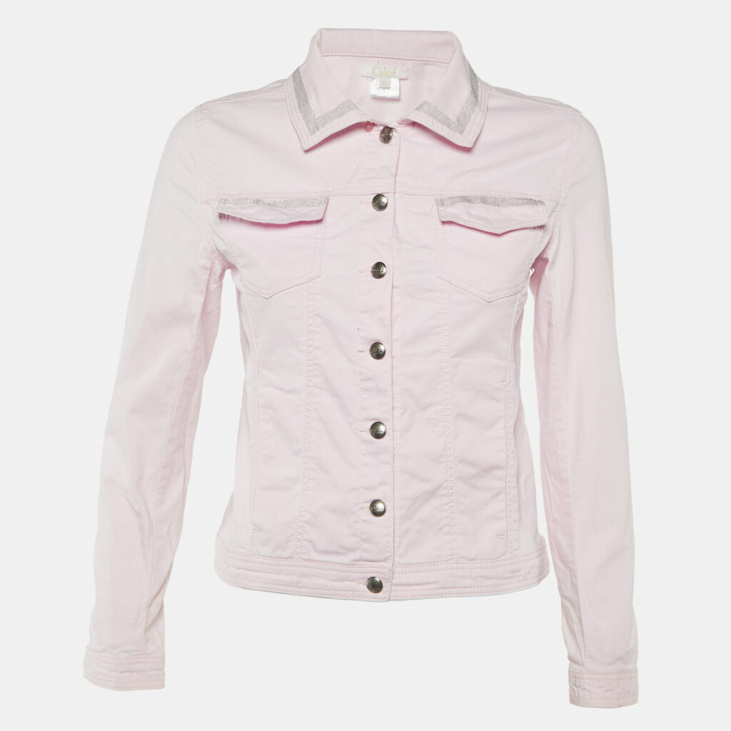 Chloe Pink Cotton Button Front Jacket Size 12 Yrs