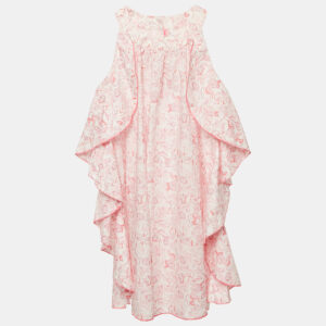Dior Kids Pink Printed Cotton Ruffled Sleeveless Dress 8 Yrs