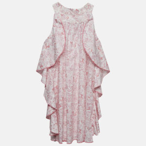 christian dior kids pink printed cotton ruffle detail dress 8 yrs