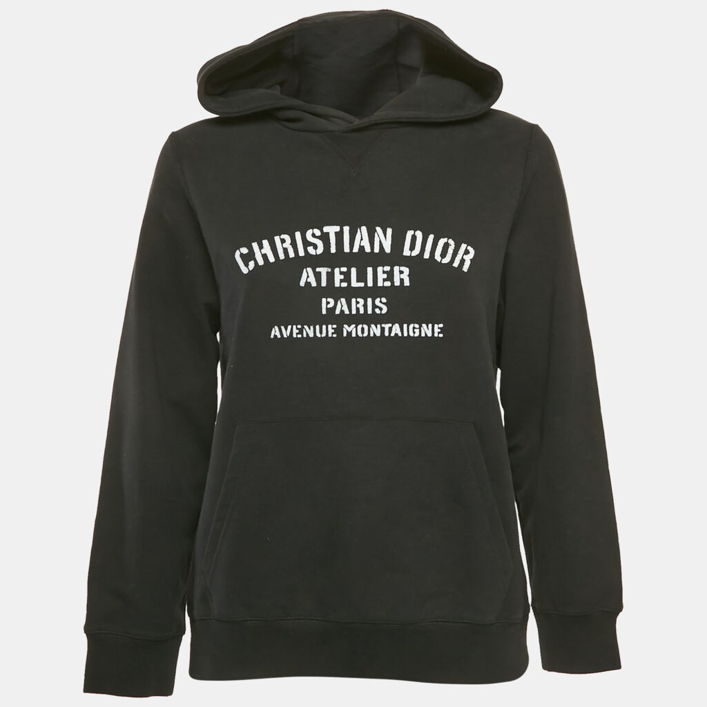 luxury-kids-dior-used-boys-p1165987-003 Dior Kids Black Printed Cotton Hoodie 13 Yrs
