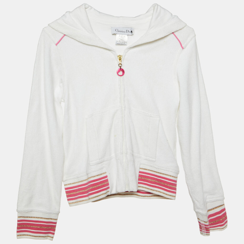 luxury-kids-dior-used-girls-p1099503-005 Christian Dior Kid Terry Cotton Zip-Up Hooded Track Jacket 12 Yrs