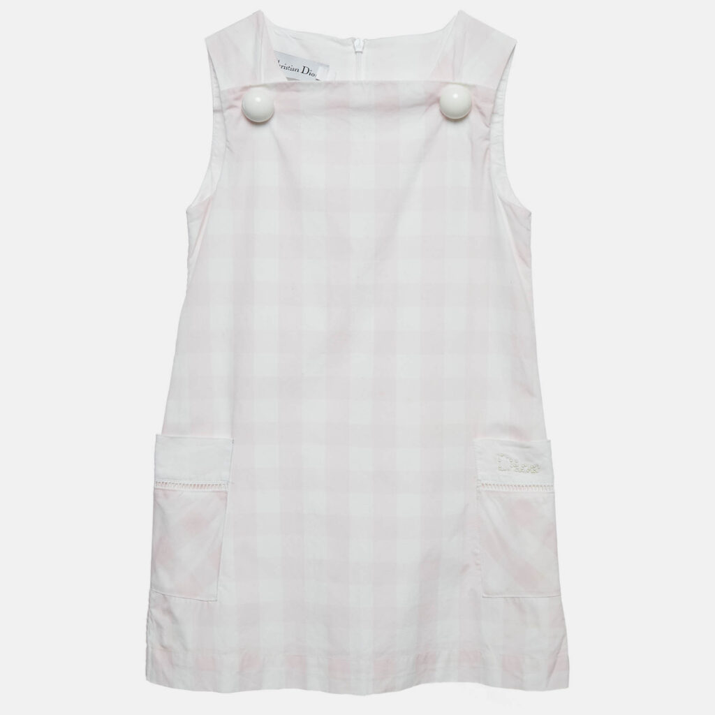 luxury-kids-dior-used-girls-p1128118-006 Christian Dior Kids Pink Checks Cotton A-Line Dress 6Yrs