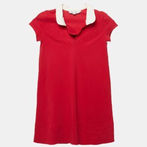 Dior Pink Cotton Pique Knit Emboss Detail Polo Dress 8 Yrs