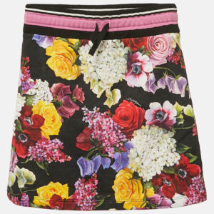 Dolce & Gabbana Kids Black/Pink Floral Print Cotton Mini Skirt 11/12 Yrs
