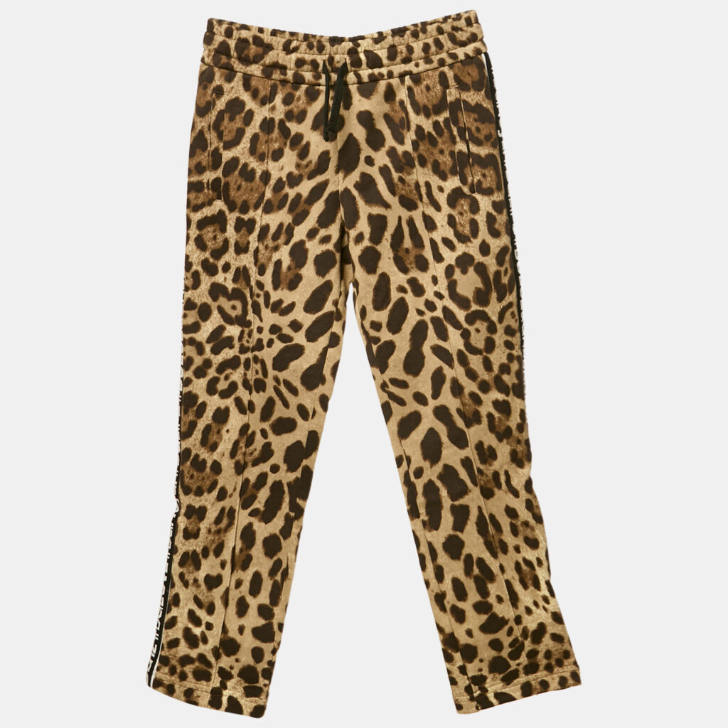 luxury-kids-dolcegabbana-new-girls-p1152512-005 Dolce & Gabbana Kids Brown Leopard Print Cotton Track Pants 7/8 Yrs