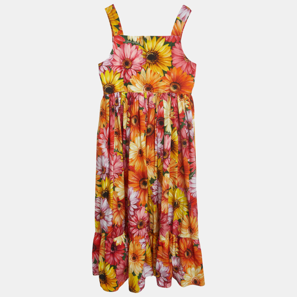 luxury-kids-dolcegabbana-new-girls-p922130-002 Dolce & Gabbana Multicolor Floral Printed Cotton Poplin Dress (11-12 Yrs)