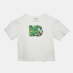 Dolce & Gabbana Kids White Logo Print Cotton Crew Neck T-Shirt 2 Yrs