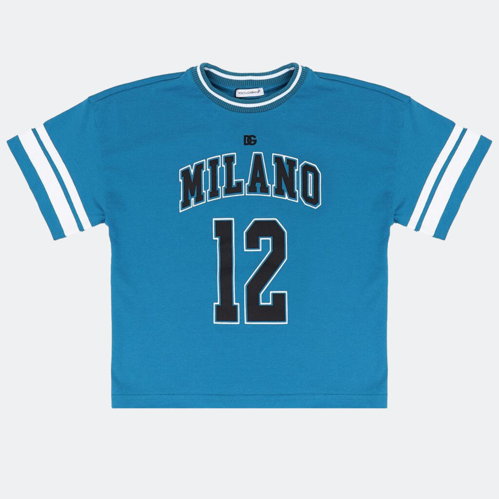 luxury-kids-dolcegabbana-used-boys-p1136483-003 Dolce & Gabbana Kids Blue Printed Cotton T-Shirt 12-18 M