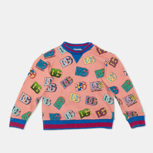 Dolce & Gabbana Pink Logo Print Knit Crew Neck Sweatshirt 18-24 M