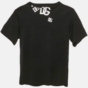 Dolce & Gabbana Kids Black Logo Print Crew Neck T-Shirt 6 Yrs