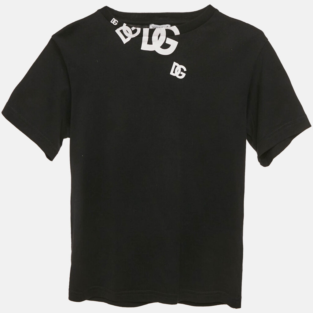 Dolce & Gabbana Kids Black Logo Print Crew Neck T-Shirt 6 Yrs