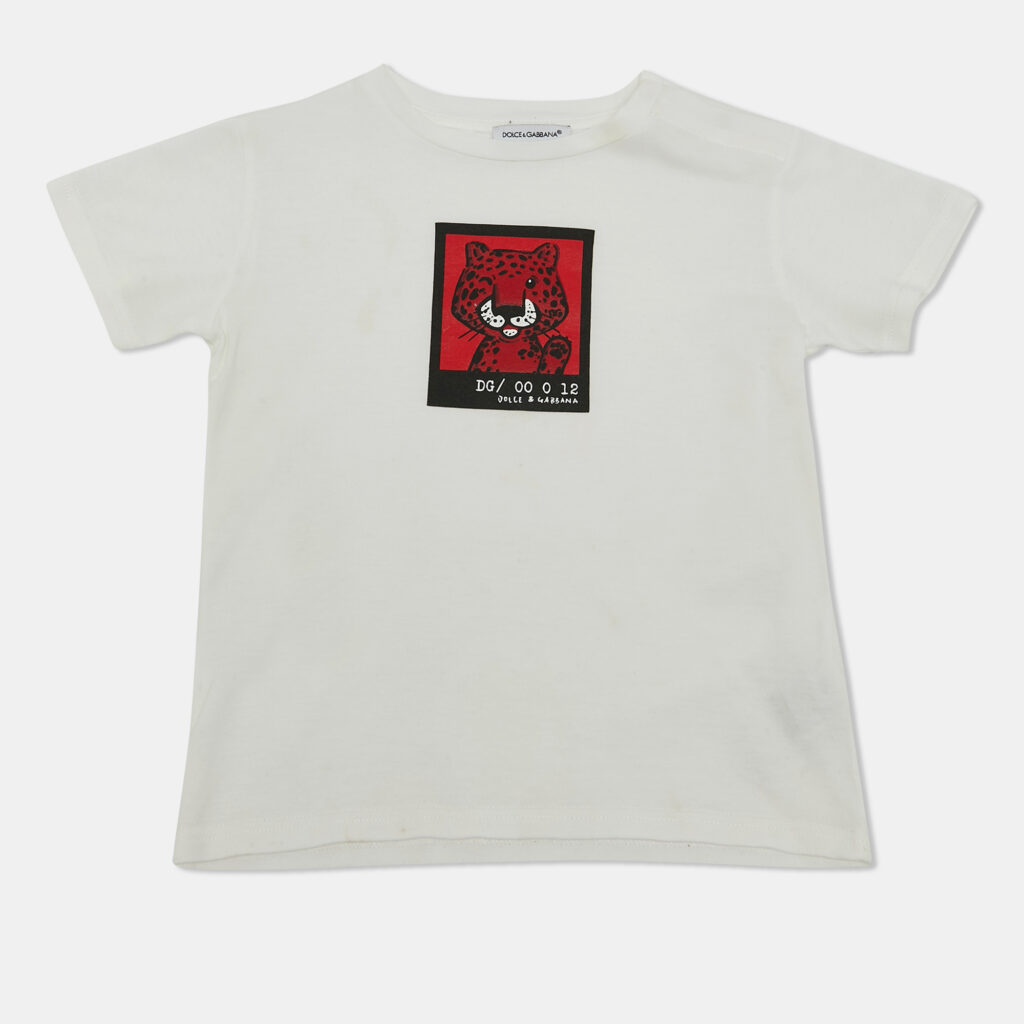 Dolce & Gabbana Kids White Printed Cotton Crew-Neck T-Shirt 18-24 M