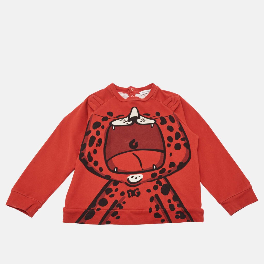 luxury-kids-dolcegabbana-used-boys-p1139867-004 Dolce & Gabbana Kids Red Animal Print Cotton Long Sleeve T-Shirt 18-24 M