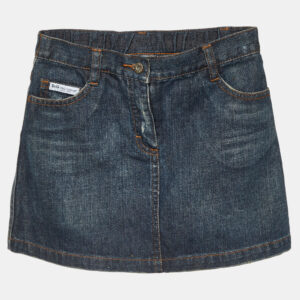 D&G Junior Blue Floral Logo Embroidered Denim Skirt 6 Yrs