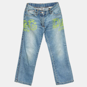 D&G Junior Blue Logo Print Denim Jeans Size 5Yrs