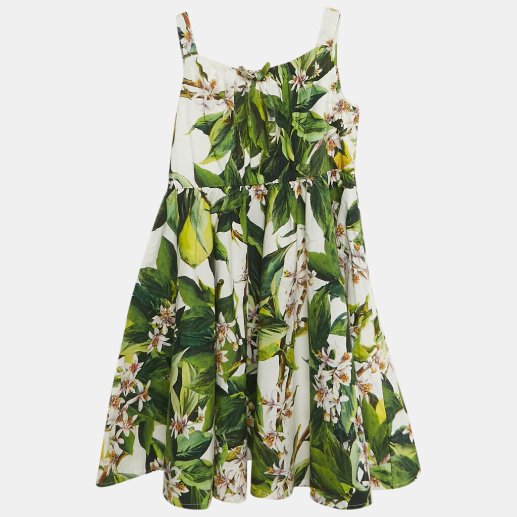 Dolce & Gabbana Kids Multicolor Floral Print Cotton Dress 3 Yrs