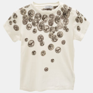 Dolce & Gabbana Kids White Coin Print Cotton Crew Neck T-Shirt 24-30 M